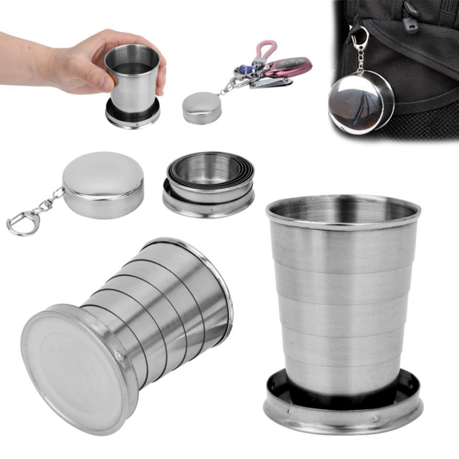 Vaso Extensible de Acero Inoxidable Tipo Llavero 🔑