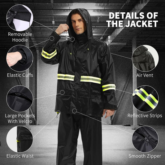 IMPERMEABLE CON TIRAS REFLECTANTES SIZE L - 4XL