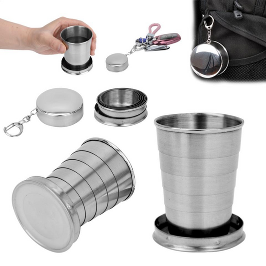 Vaso Extensible de Acero Inoxidable Tipo Llavero 🔑