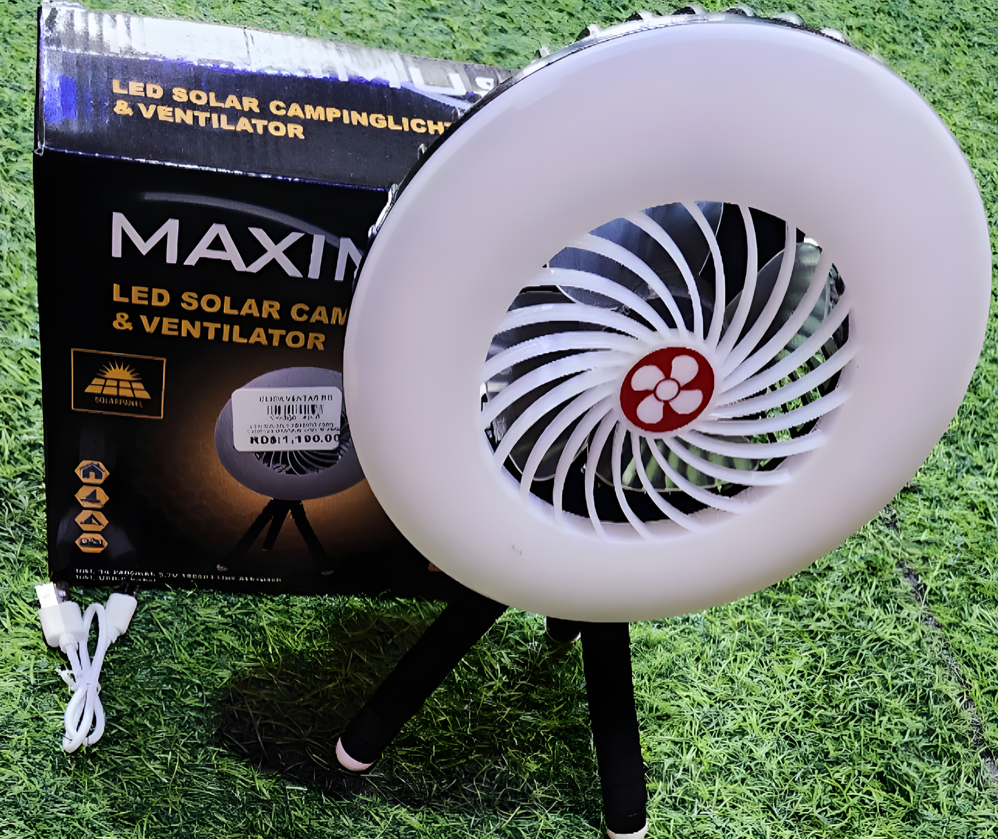 MAXIMUS LED SOLAR CAMPINLICHT Y VENTILADOR - VENTILADOR PEQUEÑO CON SOPORTE