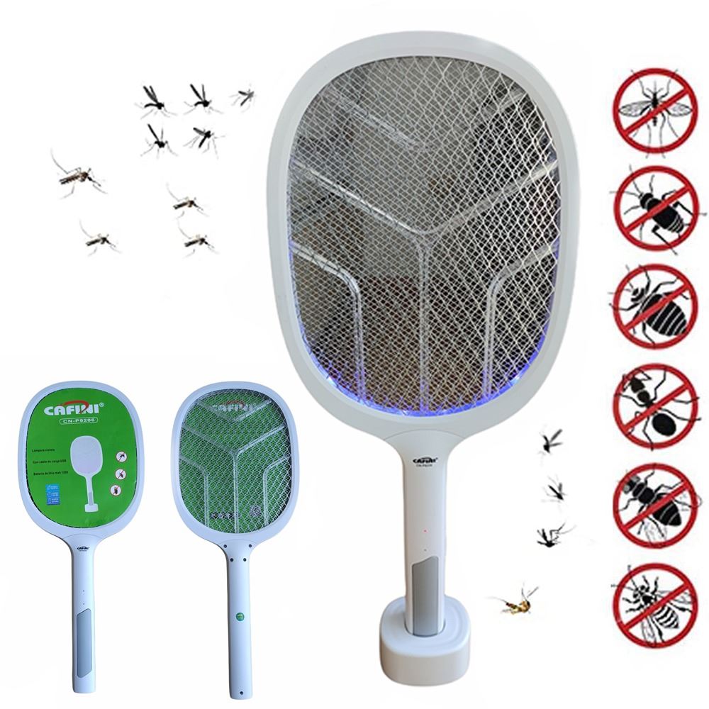 Raqueta de mosquitos con luz ultravioleta recargable